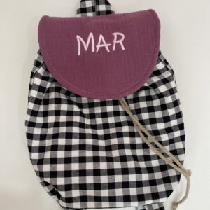 Mochila infantil cuadro vichy negro