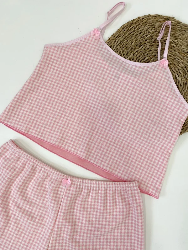 Pijama vichy rosa filo rosa