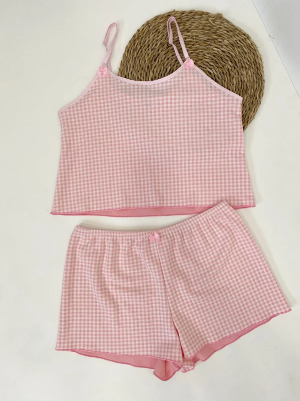 Pijama vichy rosa filo rosa - Imagen 2