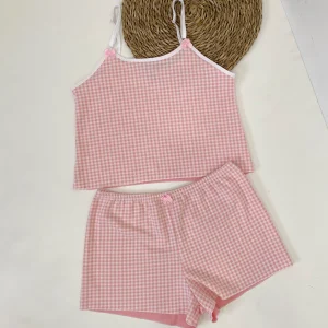 Pijama vichy rosa filo blanco